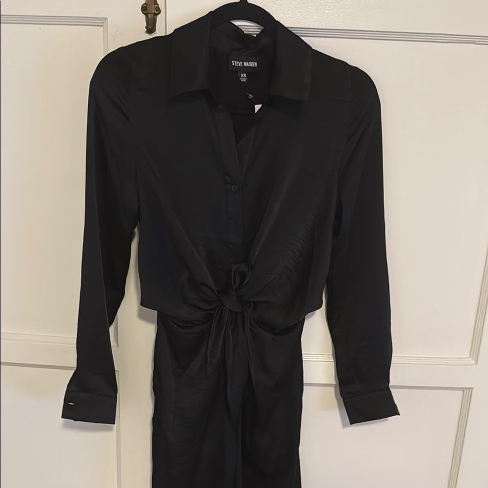 Steve Madden Black Wrap-Style Jumpsuit